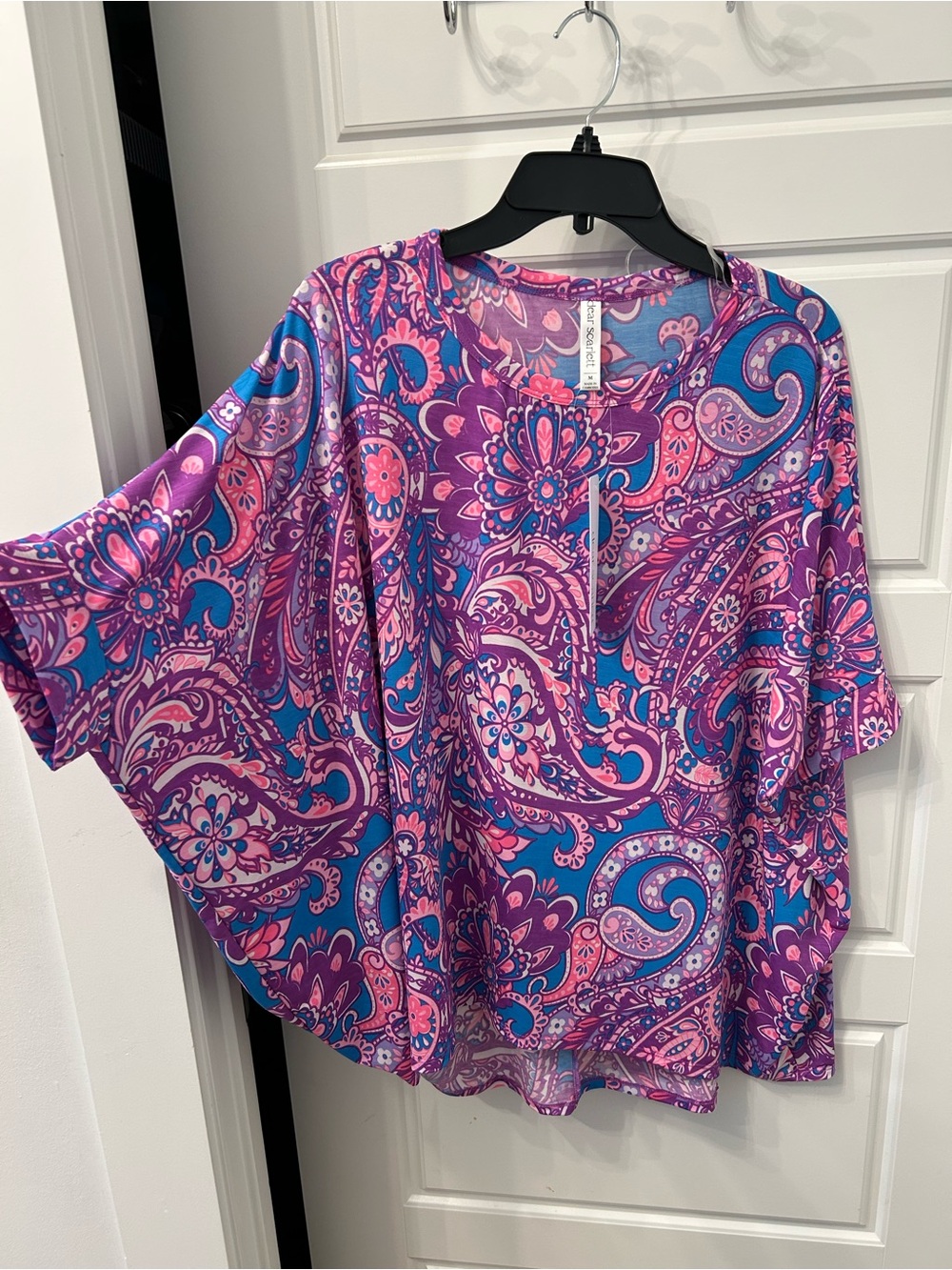Scarlett Bright Pink & Purple Paisley Dolman Blouse